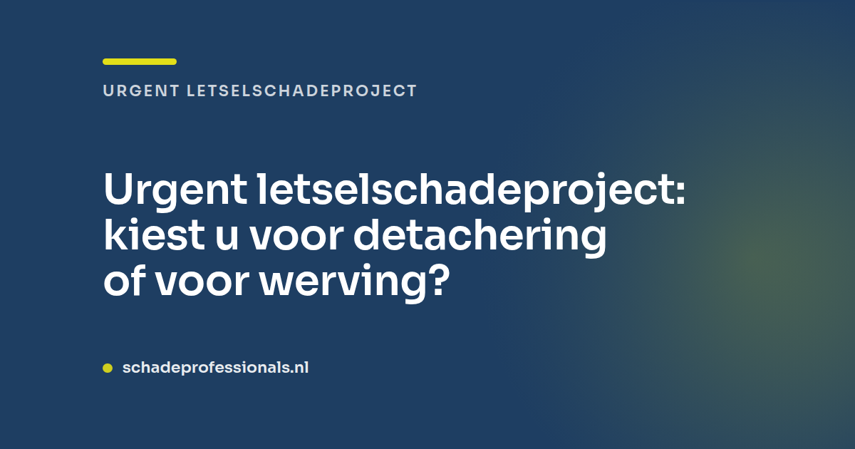 Urgent letselschadeproject: detachering of werving?
